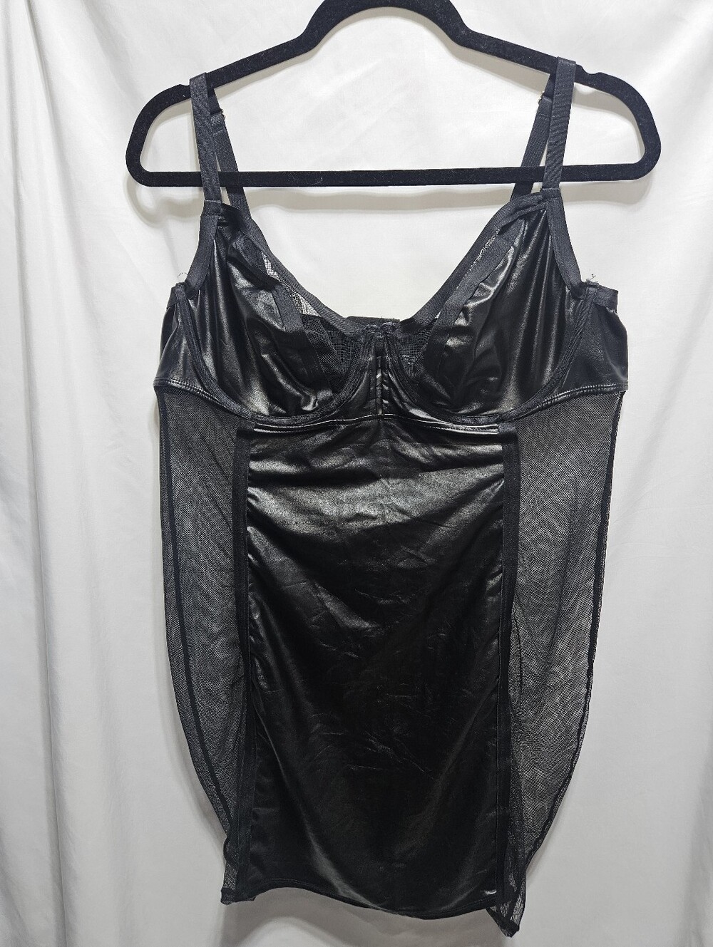 Torrid Curve Black Faux Leather Mesh Bustier Cami Top Size 2 Plus Size Y2K Club